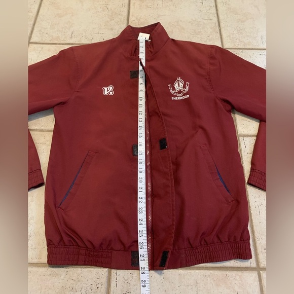 💜 Vintage VATS Sherwood Soccer Team Jacket Windbreaker Maroon/Burgundy Size L - Picture 9 of 10